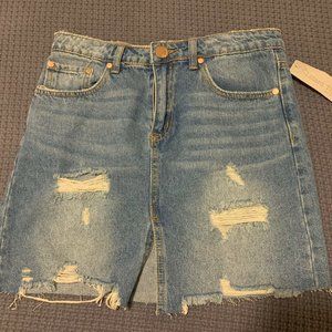 Signature8 Signature 8 Lizard Thicket Ripped Distressed Blue Denim Mini Skirt S